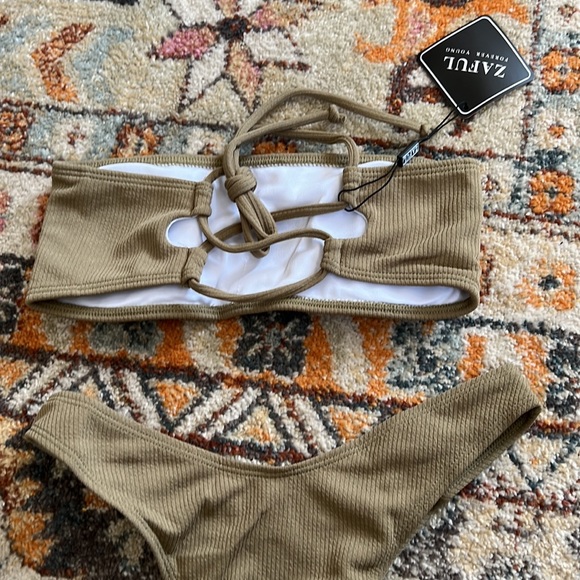 NWT Zaful Khaki Green Neutral Bikini Set - Picture 6 of 8